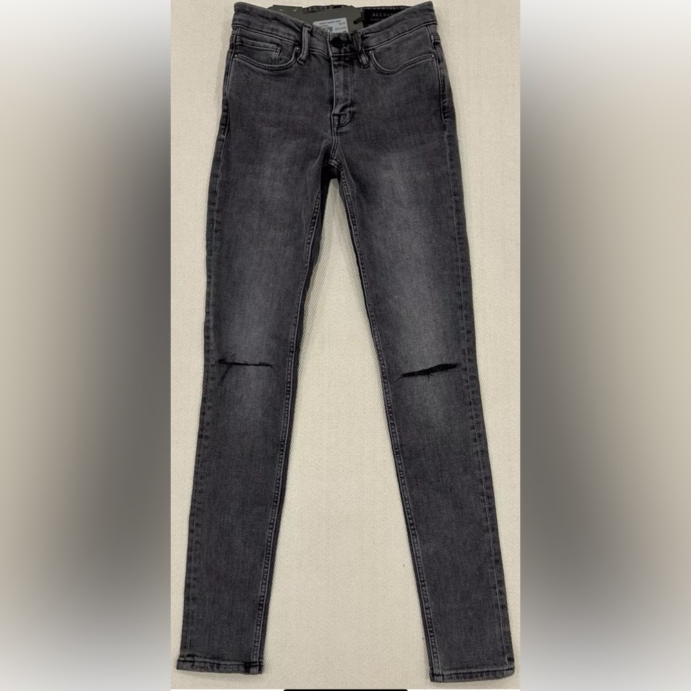 All Saints NWT Jeans Skinny Stretch Washed Black Size 26